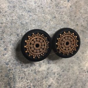 0g brass inlay wooden earrings